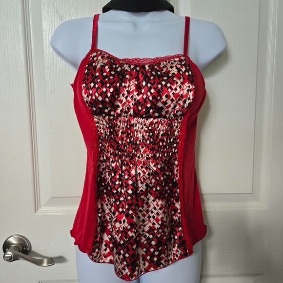 My Michelle Vintage Y2K red Black Camisole blouse Top size medium - Picture 3 of 10